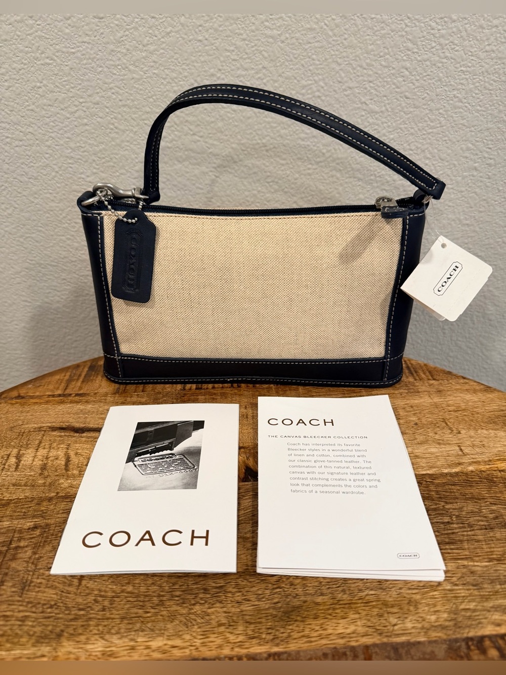 Deadstock Vintage 1999 Coach Bleecker Linen Canvas Demi Pochette Bag #6115 -NWT